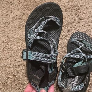 Blue striped chacos